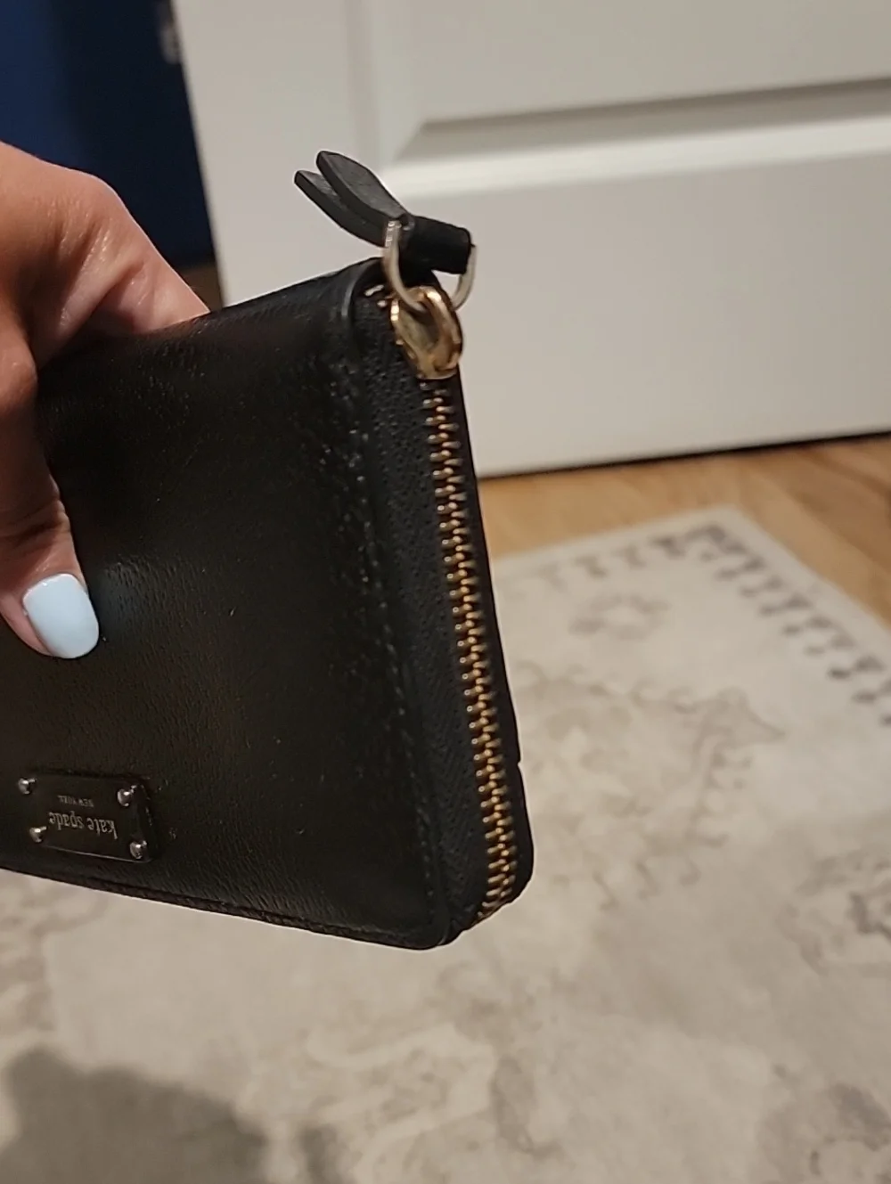 kate spade Black Leather Zip-Around Wallet